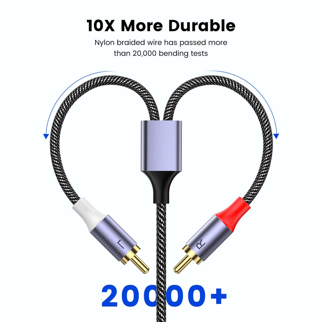 MOSWAG 2RCA Male to 2RCA Male Phono Cable 1m, 2 RCA Audio Cable Phono Lead
