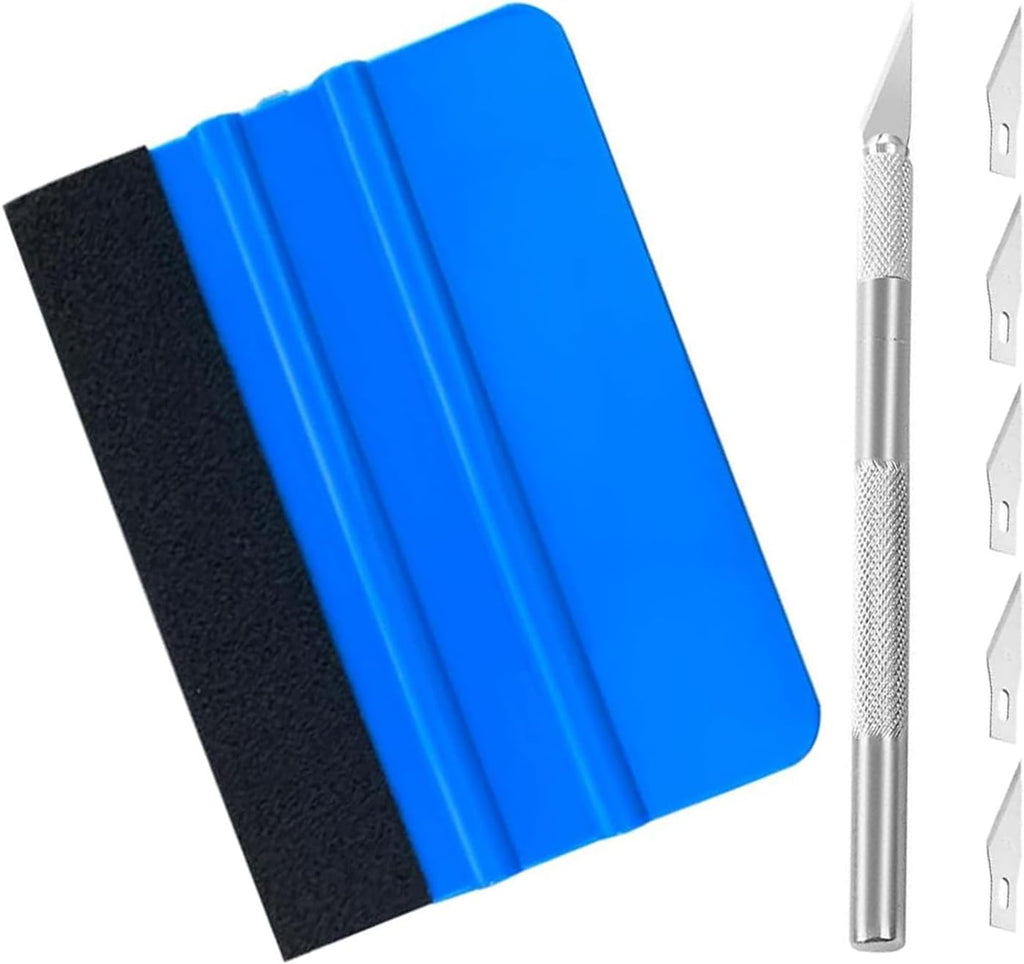 JOYVOX 7 Pcs Car Vinyl Wrap Tool Kit, Wallpaper Smoothing Tool Kit, Window Tint Application Kit with Squeegee, Felt Edge, Cutter, and Gloves for Car Wrapping, Wallpaper, and Window Film