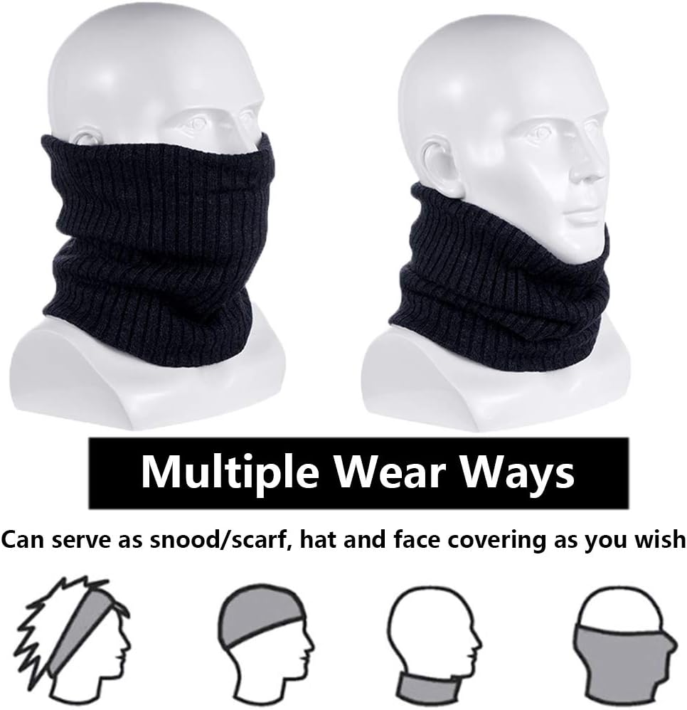 ehsbuy Fleece Neck Warmer Thermal Snoods Unisex Thick Winter Cold Weather Knitted Circle Scarf for Cycling Motocycle Sports