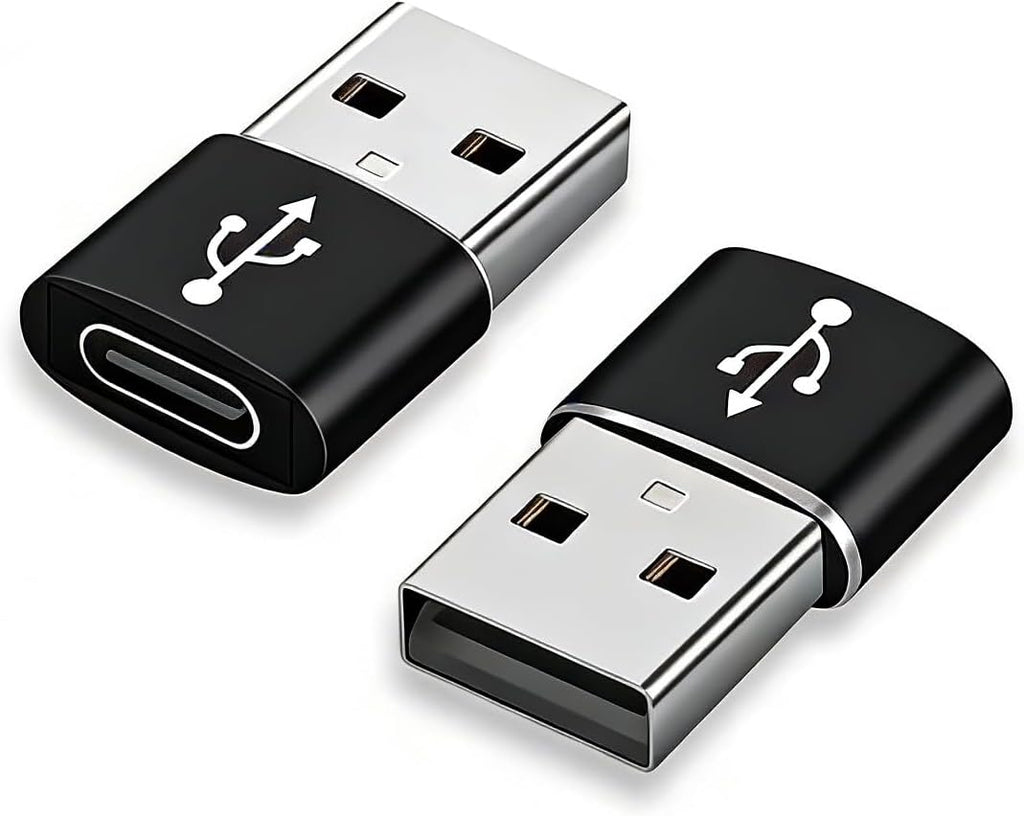 USB C to USB Adaptor, USB to USB C Adapter 2Pack, Type C Female to A Male Charger Cable Converter Compatible with Notebook, Tablet, Smartphone, iPad 10 Air 4 5,Apple 15 14 13 12 Pro Max (Black)
