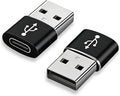 USB C to USB Adaptor, USB to USB C Adapter 2Pack, Type C Female to A Male Charger Cable Converter Compatible with Notebook, Tablet, Smartphone, iPad 10 Air 4 5,Apple 15 14 13 12 Pro Max (Black)