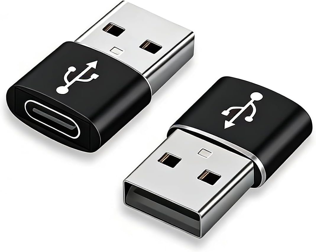 USB C to USB Adaptor, USB to USB C Adapter 2Pack, Type C Female to A Male Charger Cable Converter Compatible with Notebook, Tablet, Smartphone, iPad 10 Air 4 5,Apple 15 14 13 12 Pro Max (Black)