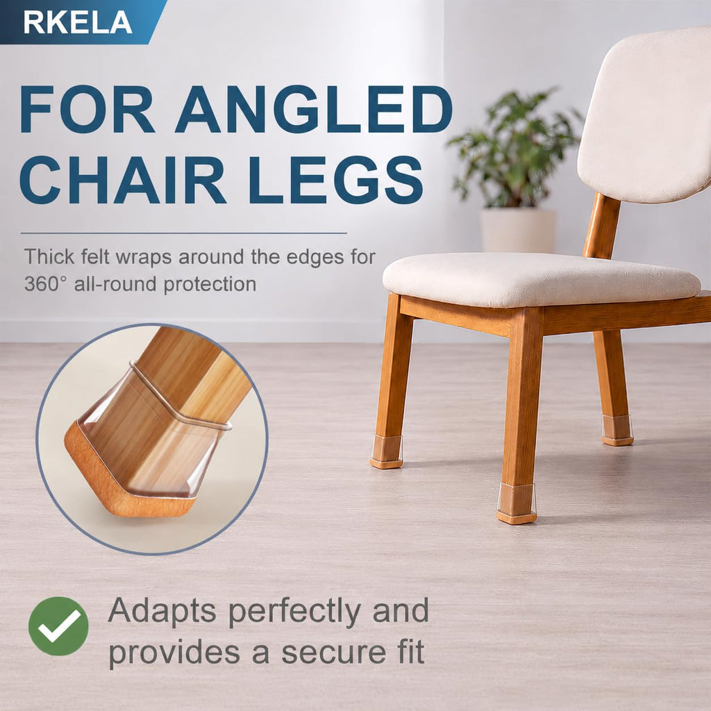 Square Chair Leg Floor Protectors, 16 Pcs, Large Clear