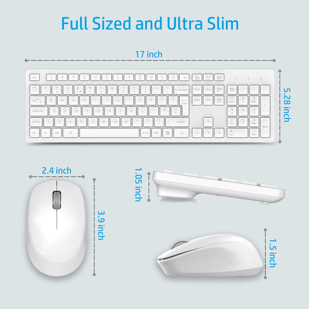 LeadsaiL Wireless Keyboard and Mouse Set, 2.4GHz USB Computer Keyboards and Mouse Combo, Ergonomic Design with 12 Multimedia Shortcuts for HP/Lenovo Laptop and Mac-Pink