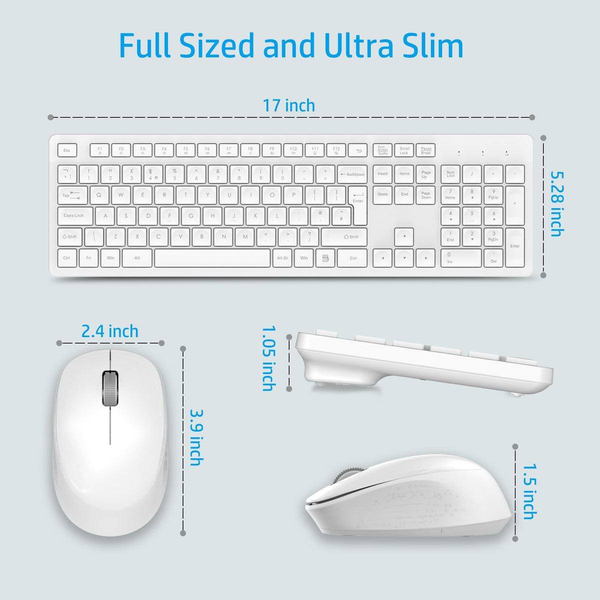 LeadsaiL Wireless Keyboard and Mouse Set, 2.4GHz USB Computer Keyboards and Mouse Combo, Ergonomic Design with 12 Multimedia Shortcuts for HP/Lenovo Laptop and Mac-Pink