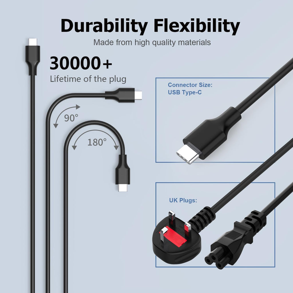 USB C Laptop Charger 45W Compatible with Acer HP Asus Lenovo Chromebook