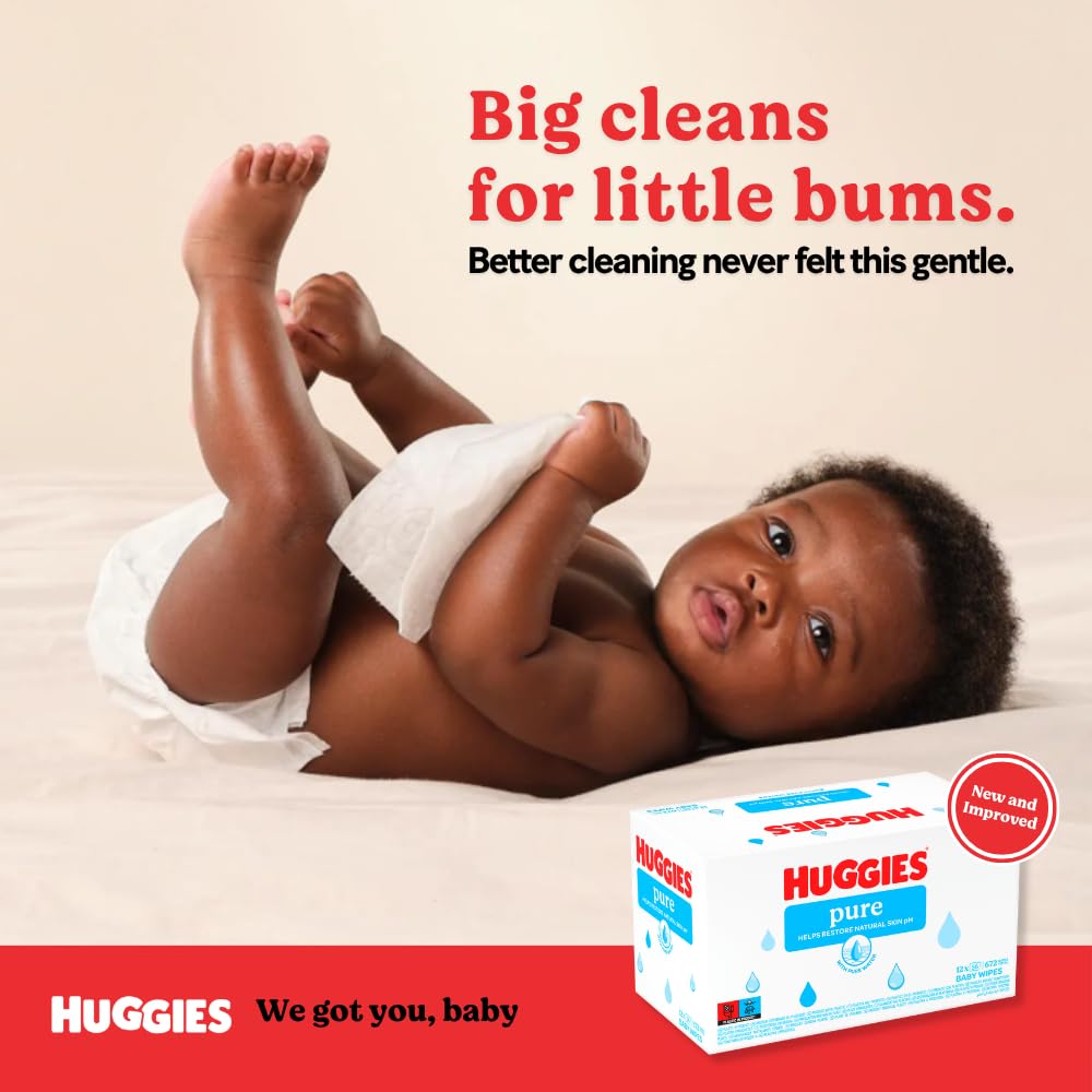 Huggies Pure Plastic Free Baby Wipes - Pack of 18 (864 Wipes) - 99% Water Wet Wipes, Fragrance Free, Hypoallergenic, Better Cleaning, Soft and Gentle on Babies' Delicate Skin