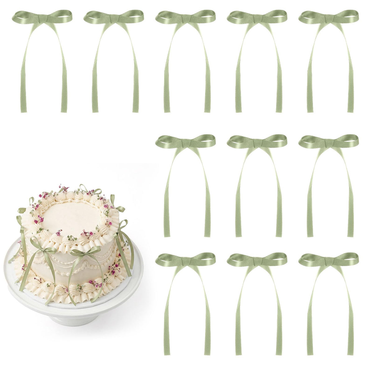 30 Pack Bow Cake Toppers Black Ribbon Bows for Cake Halloween Party Decor