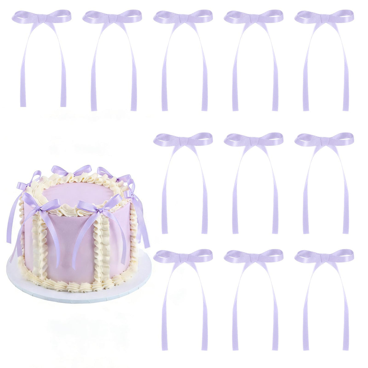 30 Pack Bow Cake Toppers Black Ribbon Bows for Cake Halloween Party Decor