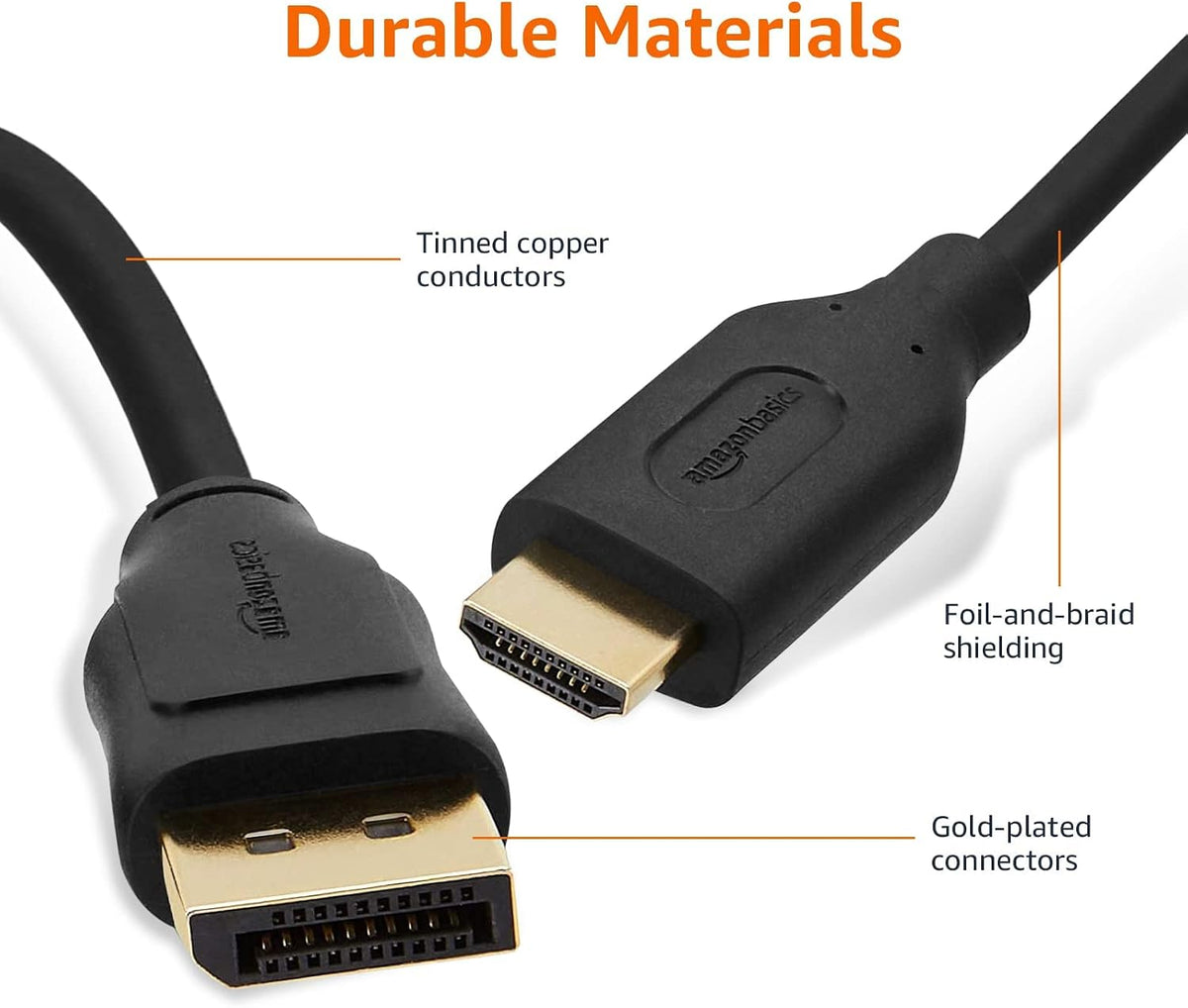 Amazon Basics DisplayPort to HDMI Cable, Uni-Directional, 0.9 m, Black