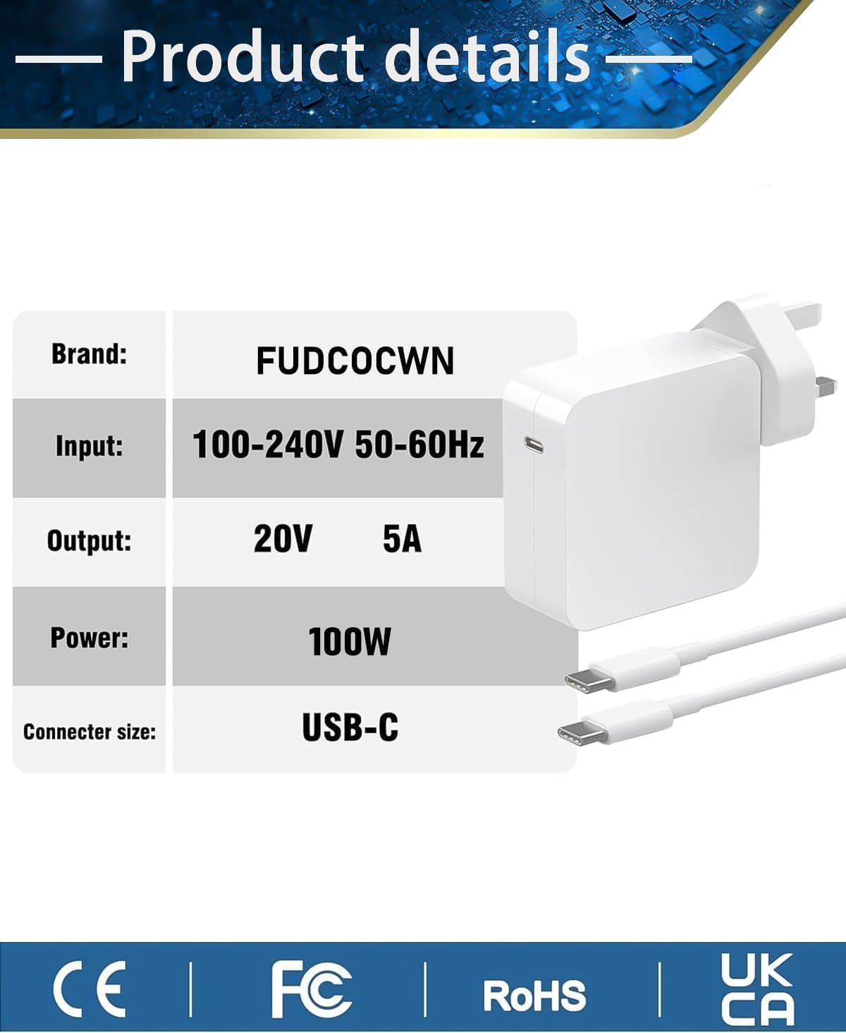 65W USB C Laptop Charger Compatible with HP Lenovo Dell Asus Samsung Acer Google Chromebook Charger Fast Charging Type C Power Adapter
