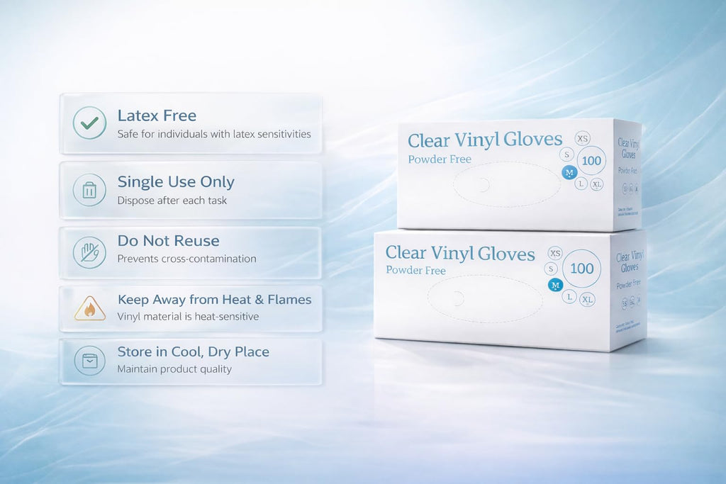 1ABOVE 100 Clear Vinyl Disposable Gloves Small, Powder-Free Latex-Free Ambidextrous Gloves for Food Handling Except Fatty Foods, Cleaning, Hairdressing, Beauty & Everyday Tasks