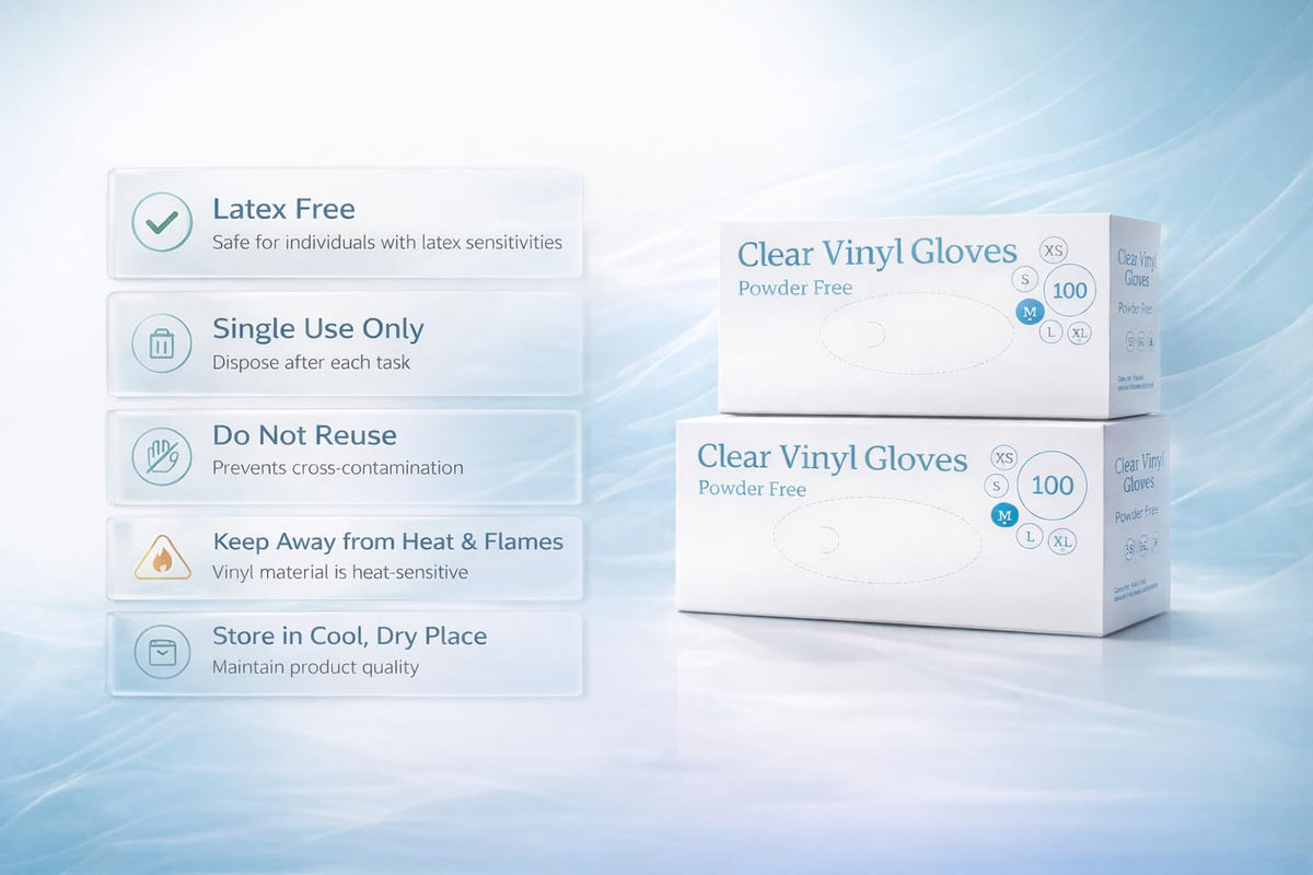 1ABOVE 100 Clear Vinyl Disposable Gloves Small, Powder-Free Latex-Free Ambidextrous Gloves for Food Handling Except Fatty Foods, Cleaning, Hairdressing, Beauty & Everyday Tasks