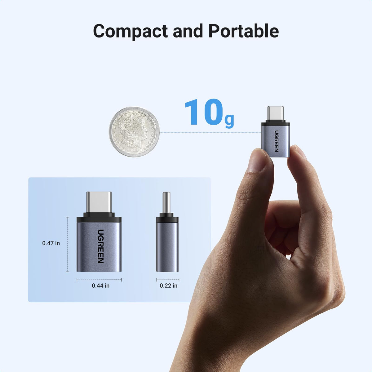 UGREEN 10Gbps USB C to USB Adaptor 2 Pack for iPhone, iPad, MacBook, Galaxy