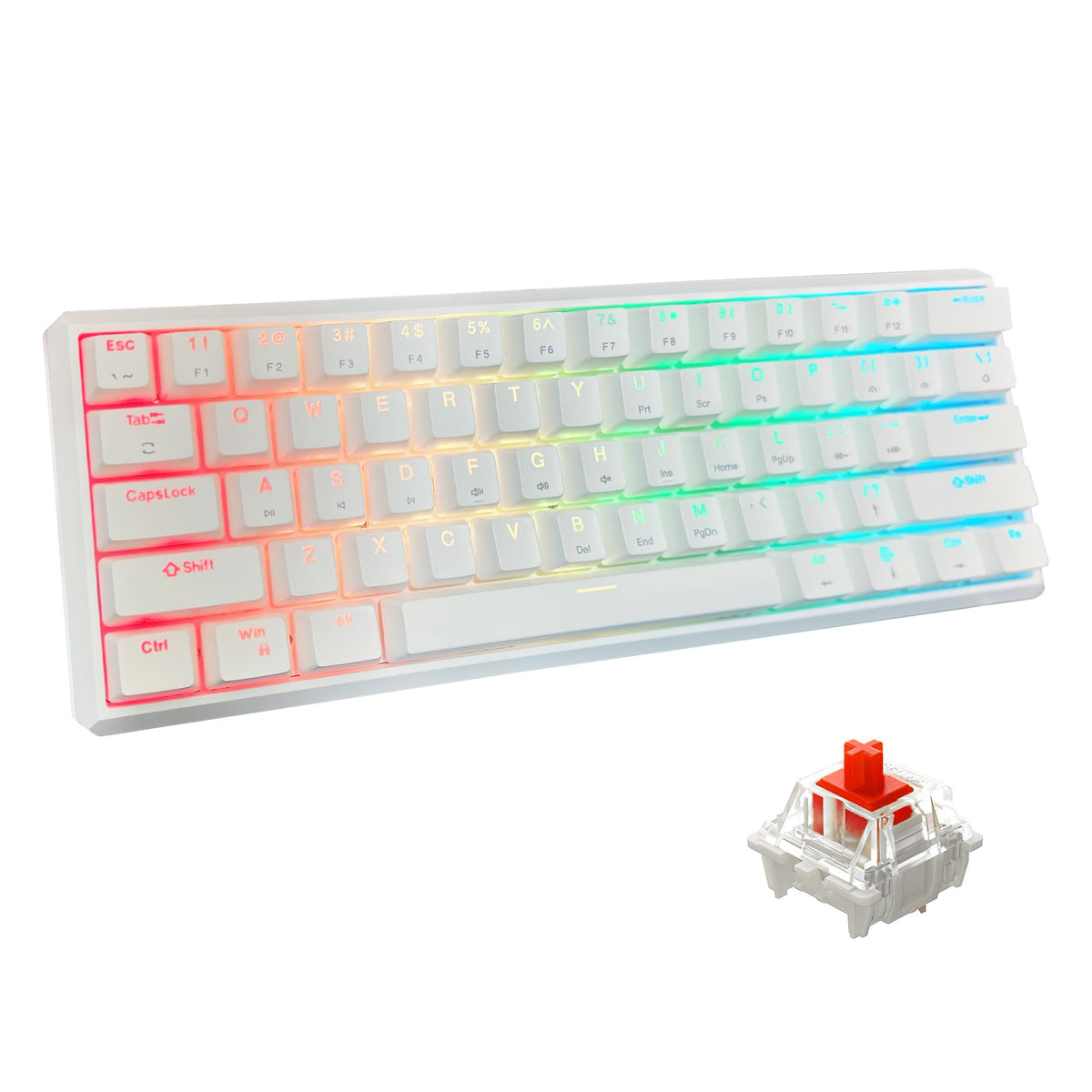 Snpurdiri 2.4G 60% Wireless Gaming Keyboard and Mouse Combo (White-Grey)