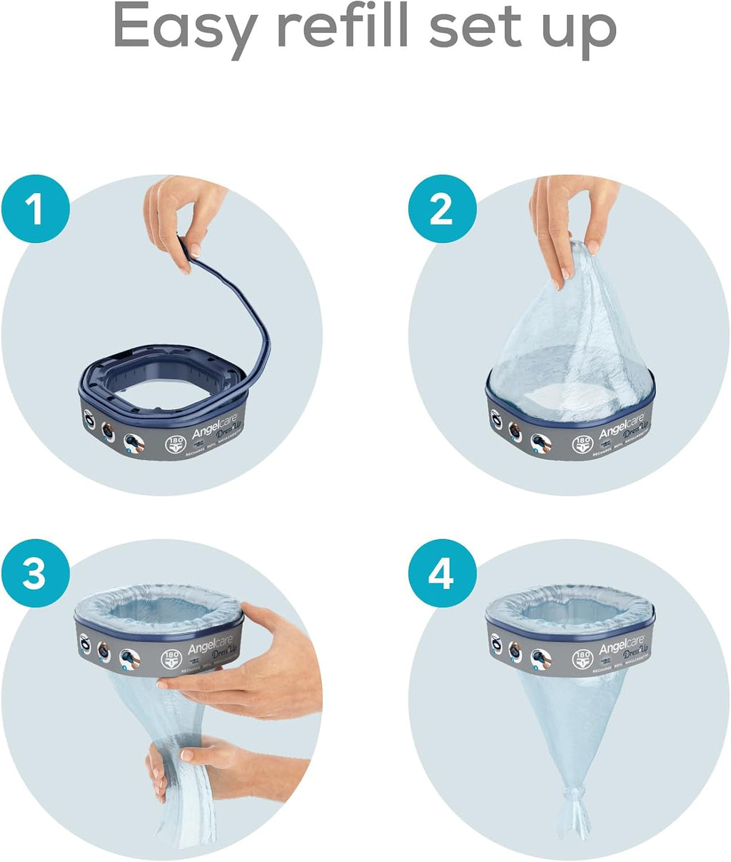 Angelcare Octagonal Refill, 6 Pack, for Classic XL Nappy Bin