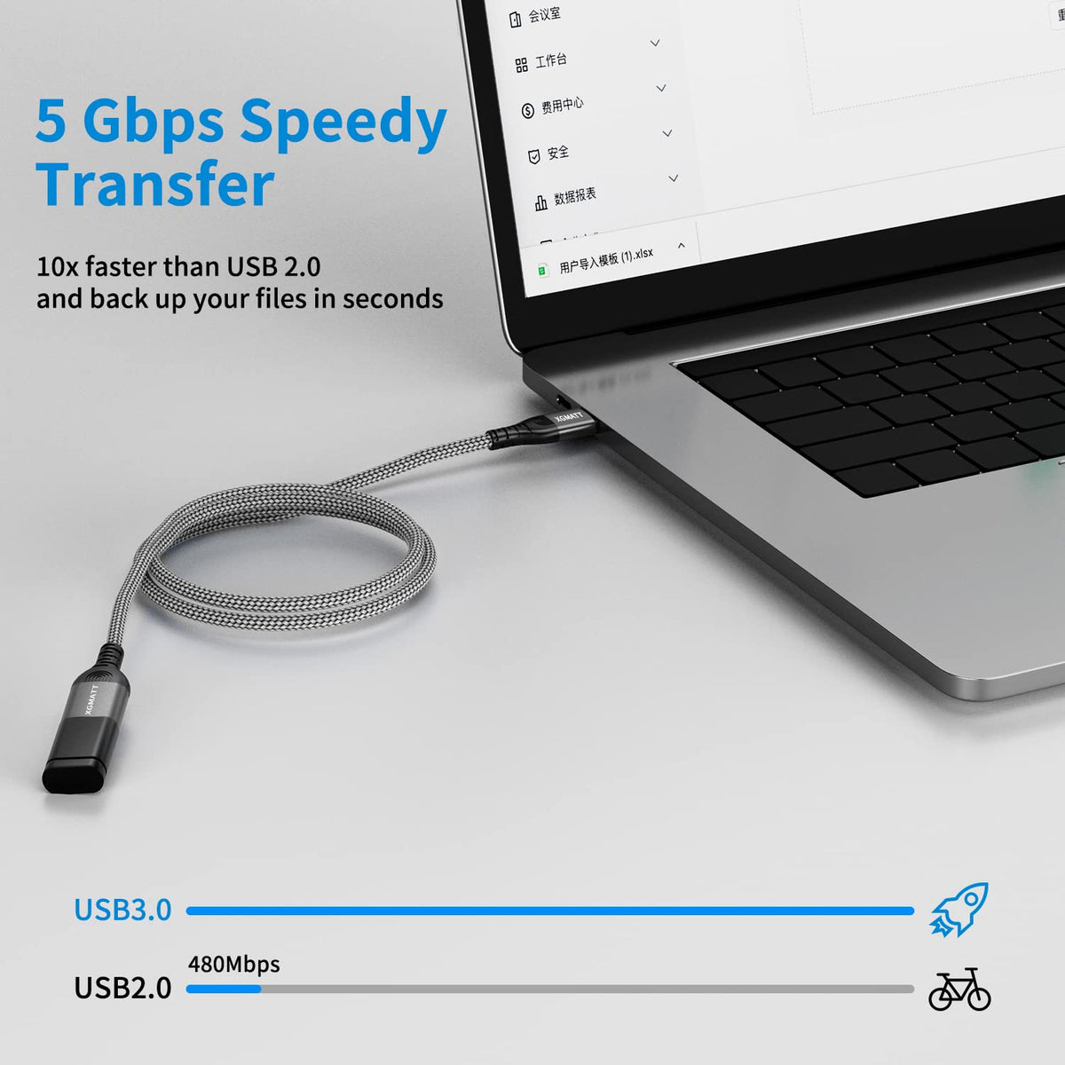 USB 3.0 Extension Cable 1M 2Pack USB Extender Male to Female,Black