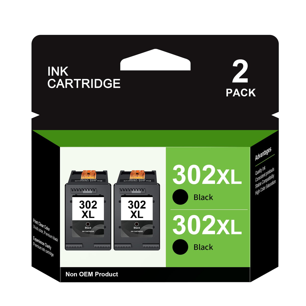 62XL Ink Cartridge 1Black 1TriColour Replacement for HP 62XL Ink Cartridges