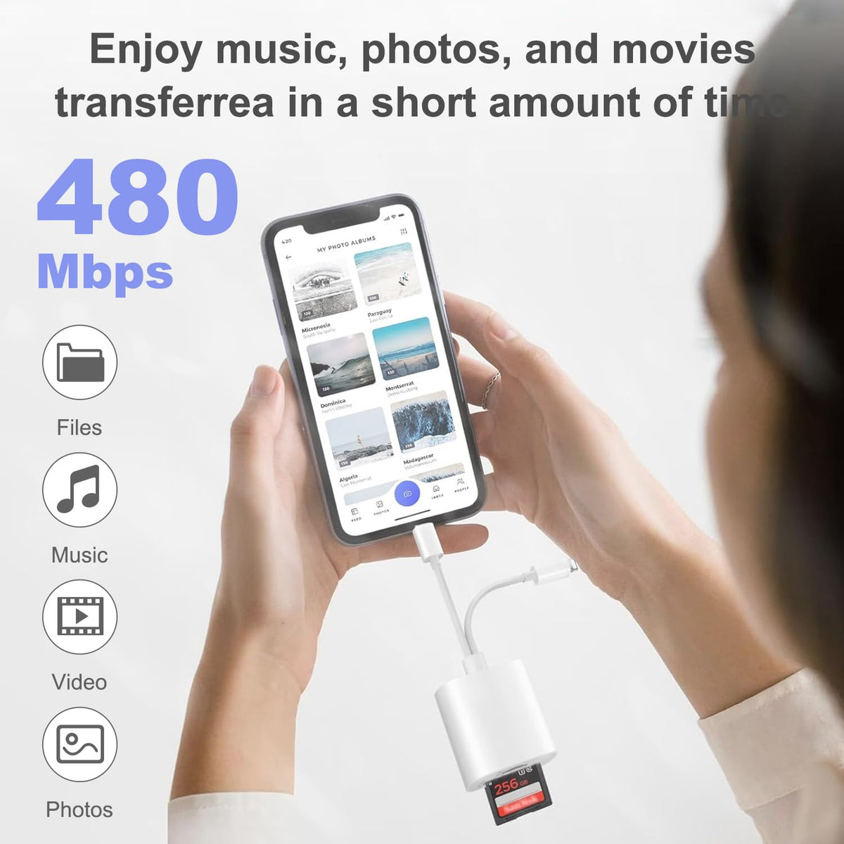 USB C SD Card Reader for iPhone 15 16 17, iPad Pro/mini/Air, MacBook Air/Pro, Samsung S25/S24,Type C Card Reader with Dual Slot Memory Card Reader Trail Camera Card Viewer USB C to SD Card OTG Adapter