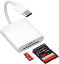 USB C SD Card Reader for iPhone 15 16 17, iPad Pro/mini/Air, MacBook Air/Pro, Samsung S25/S24,Type C Card Reader with Dual Slot Memory Card Reader Trail Camera Card Viewer USB C to SD Card OTG Adapter