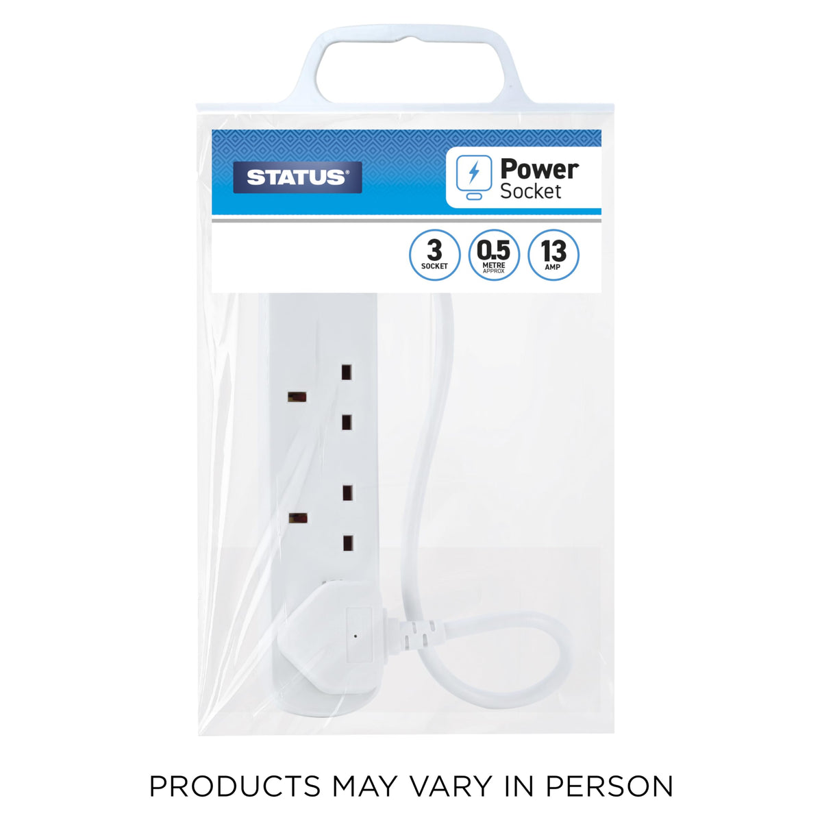 STATUS 4 Socket Extension Lead, 2m Black 13A Power Strip for Home or Office Use (S4W2MBL1PK4)