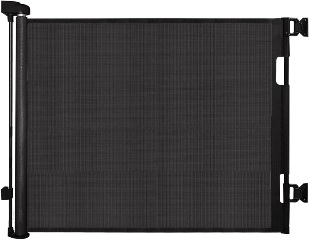 Retractable Mesh Baby & Dog Gate for Stairs, 86cm Tall x 140cm Wide, Black