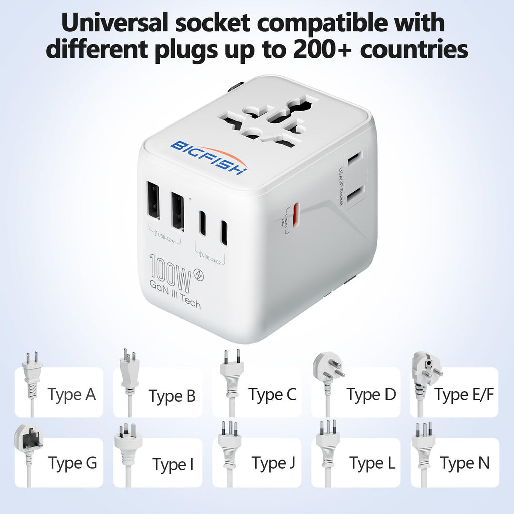 Bigfish Universal Travel Adapter, Travel Plug Adapter Worldwide