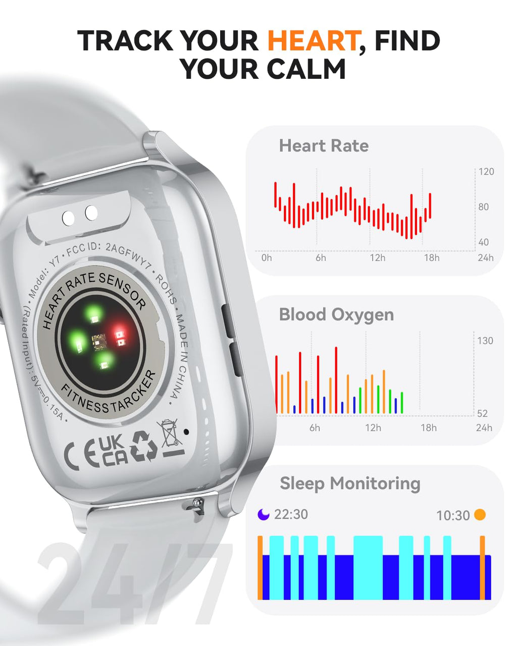 Smart Watch for Men Women- Answer/Make Call, 2024 IP68 Waterproof Fitness Tracker Watch with Sleep Step Counter Activity Smartwatch for Samsung Android iPhone iOS (Black-Blue, 1.83)