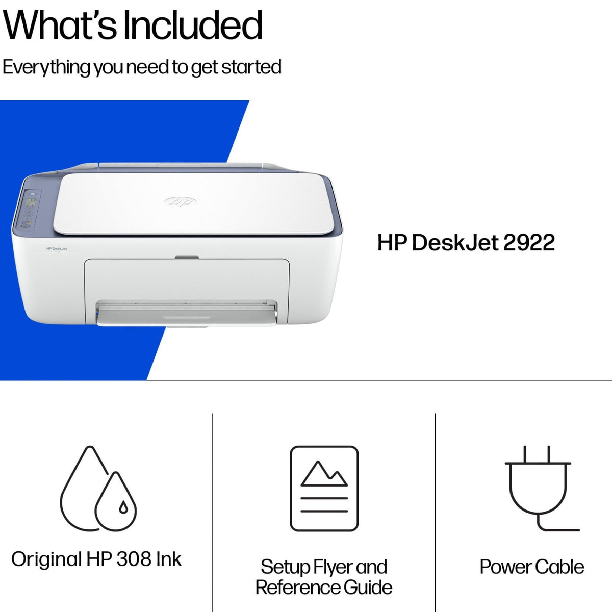 HP DeskJet 2921 All In One Printer | Colour | Wireless | Easy Setup & Reliable Wi-Fi | 3 months free Instant Ink Included | Print, Scan & Copy