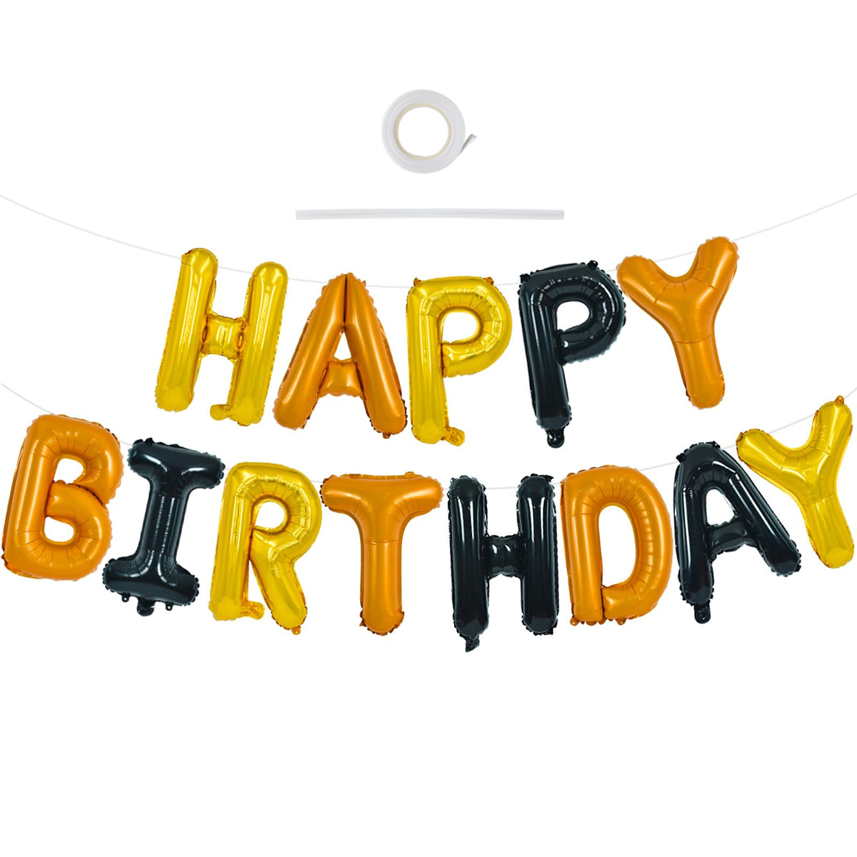 TONIFUL 16 Inch Black Happy Birthday Balloons Banner Decorations for Men
