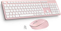 LeadsaiL Wireless Keyboard and Mouse Set, 2.4GHz USB Computer Keyboards and Mouse Combo, Ergonomic Design with 12 Multimedia Shortcuts for HP/Lenovo Laptop and Mac-Pink