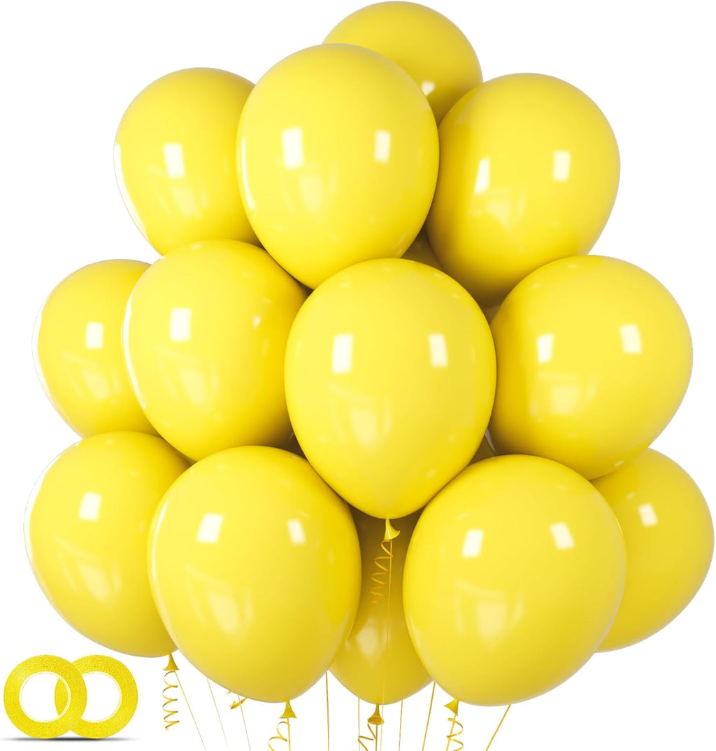 ASIYUHY Yellow Balloon 12 inch 100 Pack Thick Latex Helium Balloons