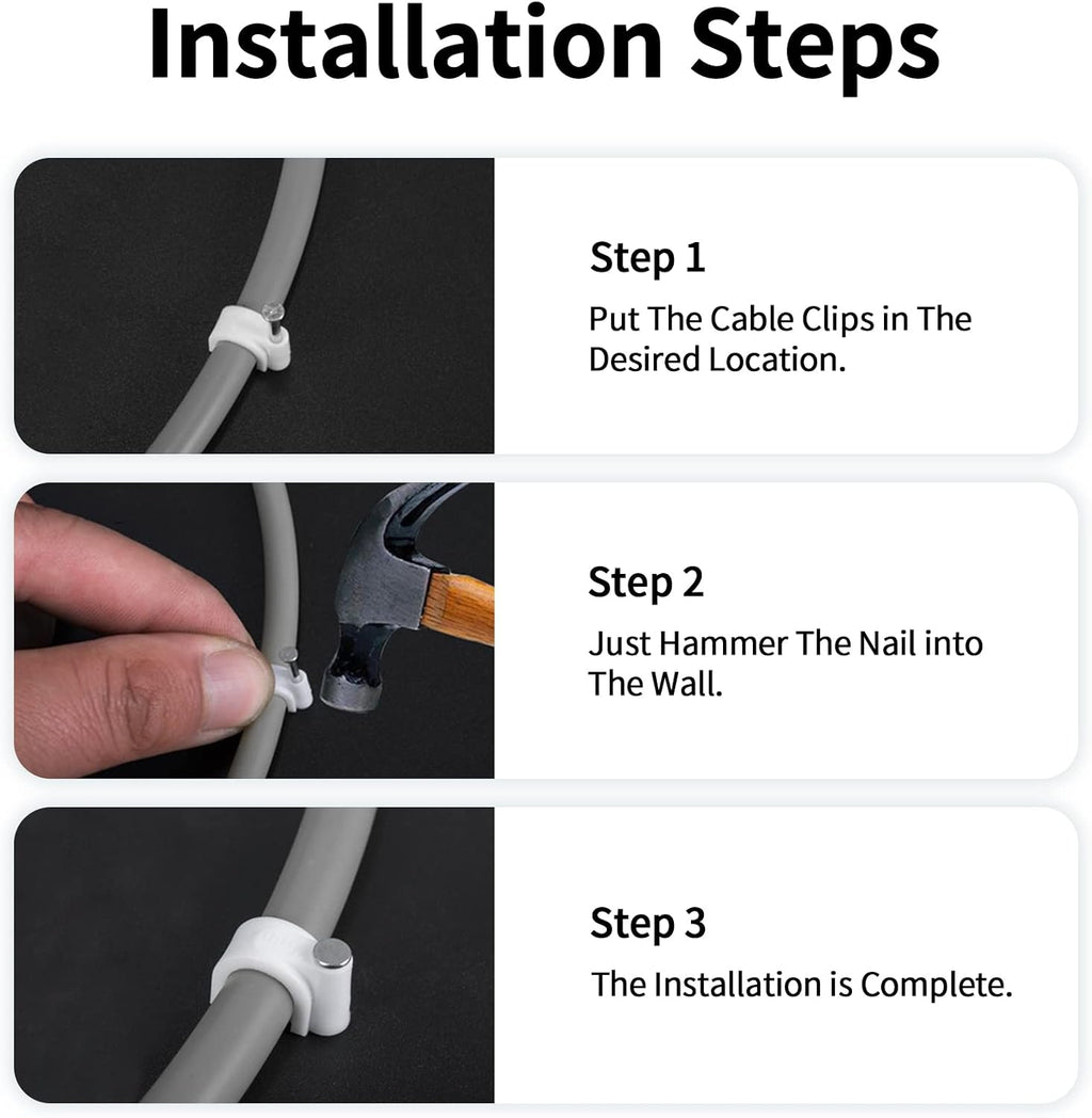 Abnii Cable Clips, 7 mm 100 Pcs Nail Clips, White