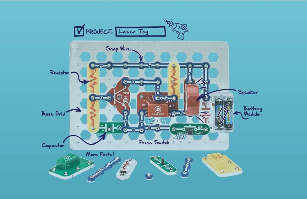 SNAP CIRCUITS Jr. SC-100 STEM Electronics Kit, 100+ Projects, Ages 8+