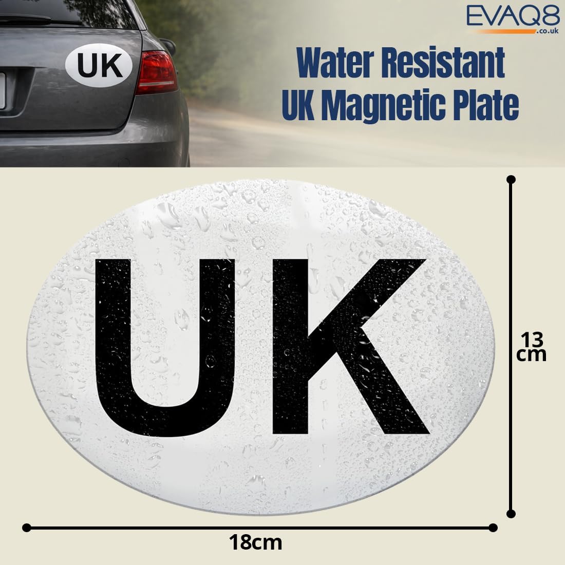 EVAQ8 Europe Travel Driving Kit 2026 Includes the Four Core Items UK Cars Must Carry When Travelling to France, Italy, Germany, Spain: UK Sticker, Warning Triangle, Vests, Headlamp Beam Converters