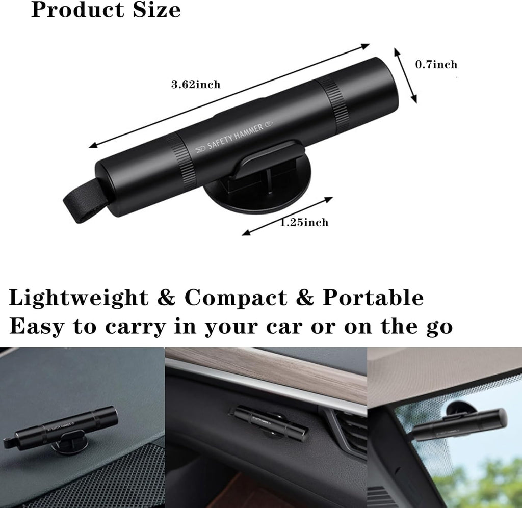Car Safety Hammer Window Glass Breaker, 2 Pcs Emergency Car Window Breaker, Portable Window Breaker and Seat Belt Cutter with Test Glass for All Vehicles Emergency Car Tool