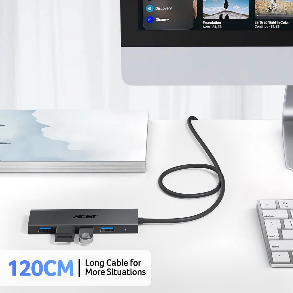 Acer USB Hub 3.0, Ultra Slim USB Adapter 4 Ports Splitter with Powered USBC