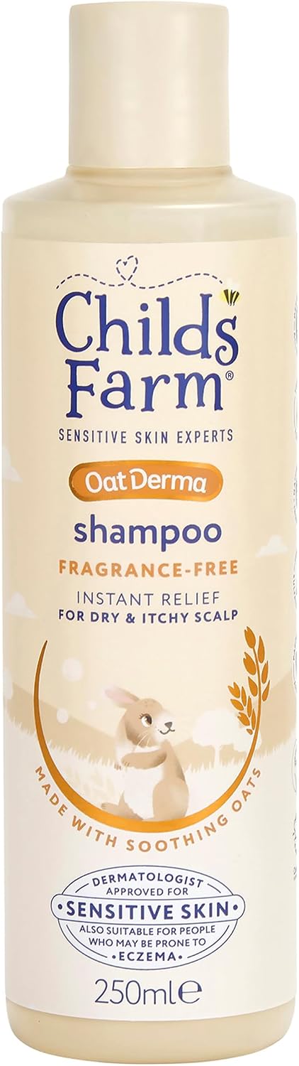 Childs Farm OatDerma Hair Shampoo, Fragrance and Tear Free, Soothing for Sensitive Skin and Scalp, Baby, Kids, 250ml