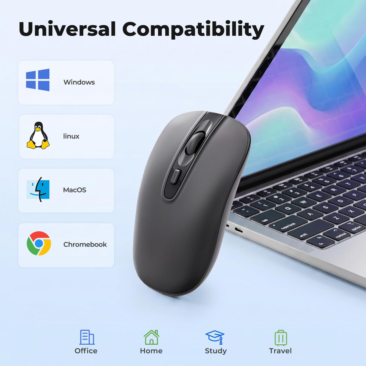 cimetech Wireless Mouse, 6 Buttons Mouse Silent Efficient Design, Suitable for Hand Size & Comfortable Grip, Office Mouse for Laptop PC Computer Tablets Windows Linux, 3 Adjustment Levels, Pinlk
