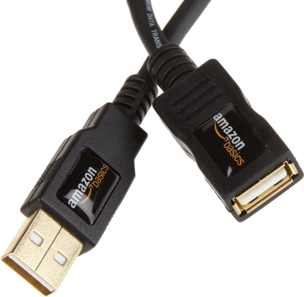 Amazon Basics USB Extension Cable 2.0 A-Male to A-Female, 1 m, Black