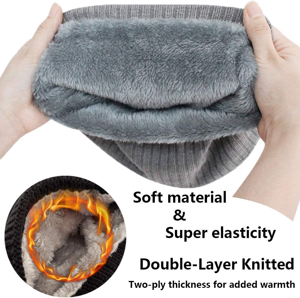 ehsbuy Fleece Neck Warmer Thermal Snoods Unisex Thick Winter Cold Weather Knitted Circle Scarf for Cycling Motocycle Sports
