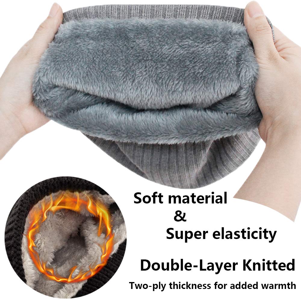 ehsbuy Fleece Neck Warmer Thermal Snoods Unisex Thick Winter Cold Weather Knitted Circle Scarf for Cycling Motocycle Sports