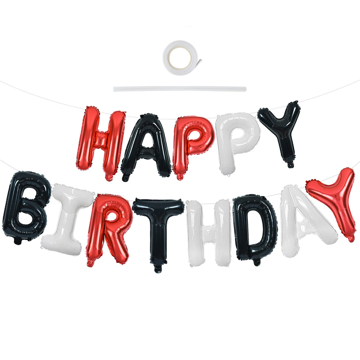 TONIFUL 16 Inch Black Happy Birthday Balloons Banner Decorations for Men