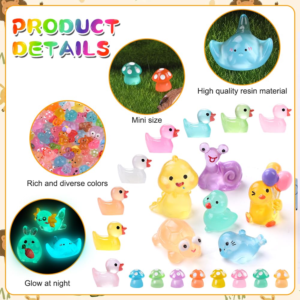 DIYDEC 24pcs Luminous Christmas Mini Resin Tree Figures Toys