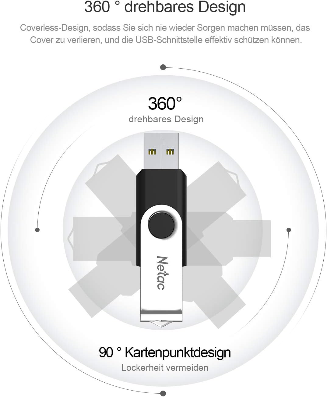 Netac 64GB USB 3.2 Flash Drive, High Speed Swivel Design Memory Stick,Up to 90/30 MB/s(R/W) Pen Drive, Thumb Drive for Data Storage, Zip Drive and jump Drive with LED Light