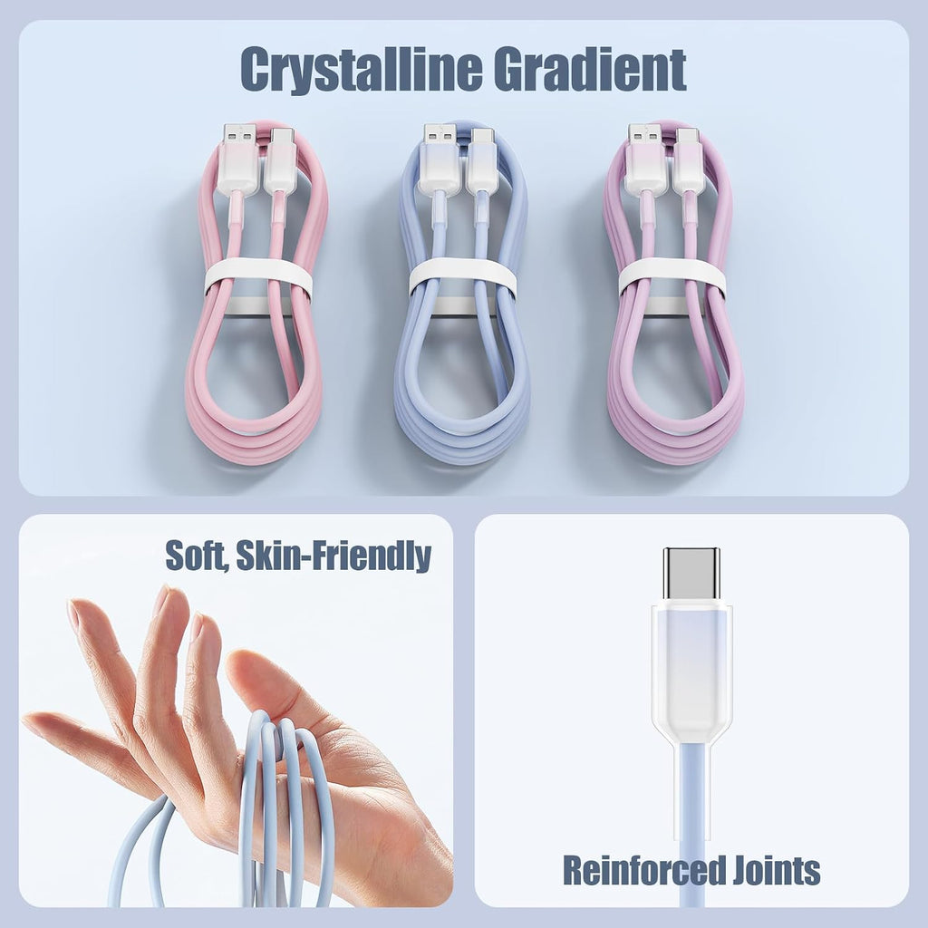 Nebite USB C Charger Cable 3-Pack 3FT/1M USB A to USB C Cable