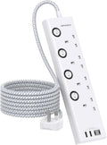 Extension Lead with USB Slots(2 USB C), 4 Way Plug Extension Socket, 1.8M