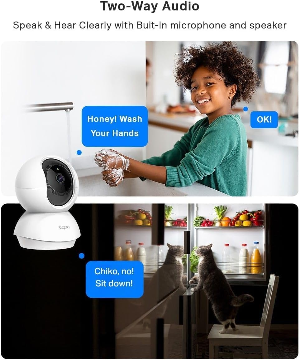 Tapo C210P2 2K 3MP Pan/Tilt Indoor Security Camera Set, Pet Camera