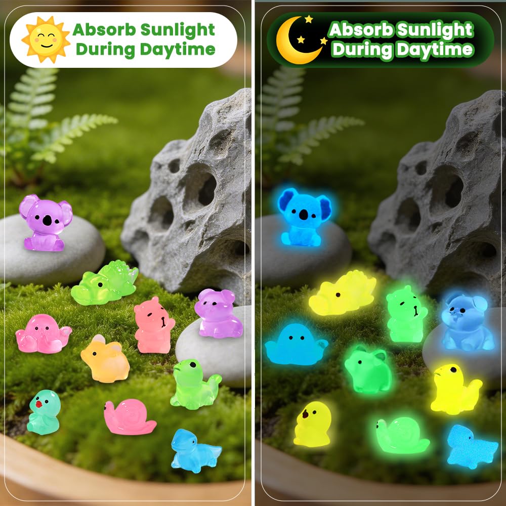 DIYDEC 24pcs Luminous Christmas Mini Resin Tree Figures Toys