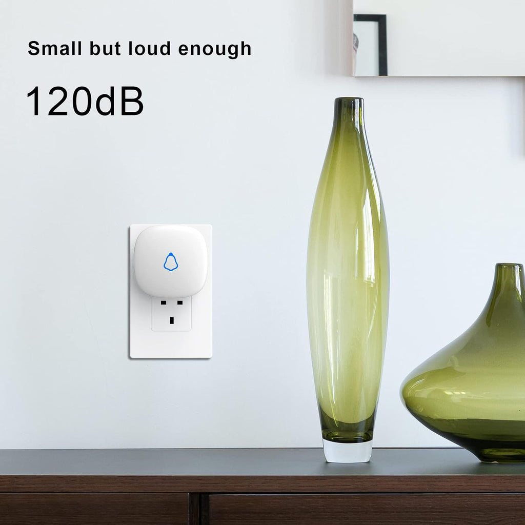 SECRUI Wireless Doorbell, Plug in Waterproof Operating at 1,000 Feet Long Range Cordless Battery Operated Doorbell with 58 Chimes 5 Volume Levels LED Light Easy Install for Home, School, Office-White